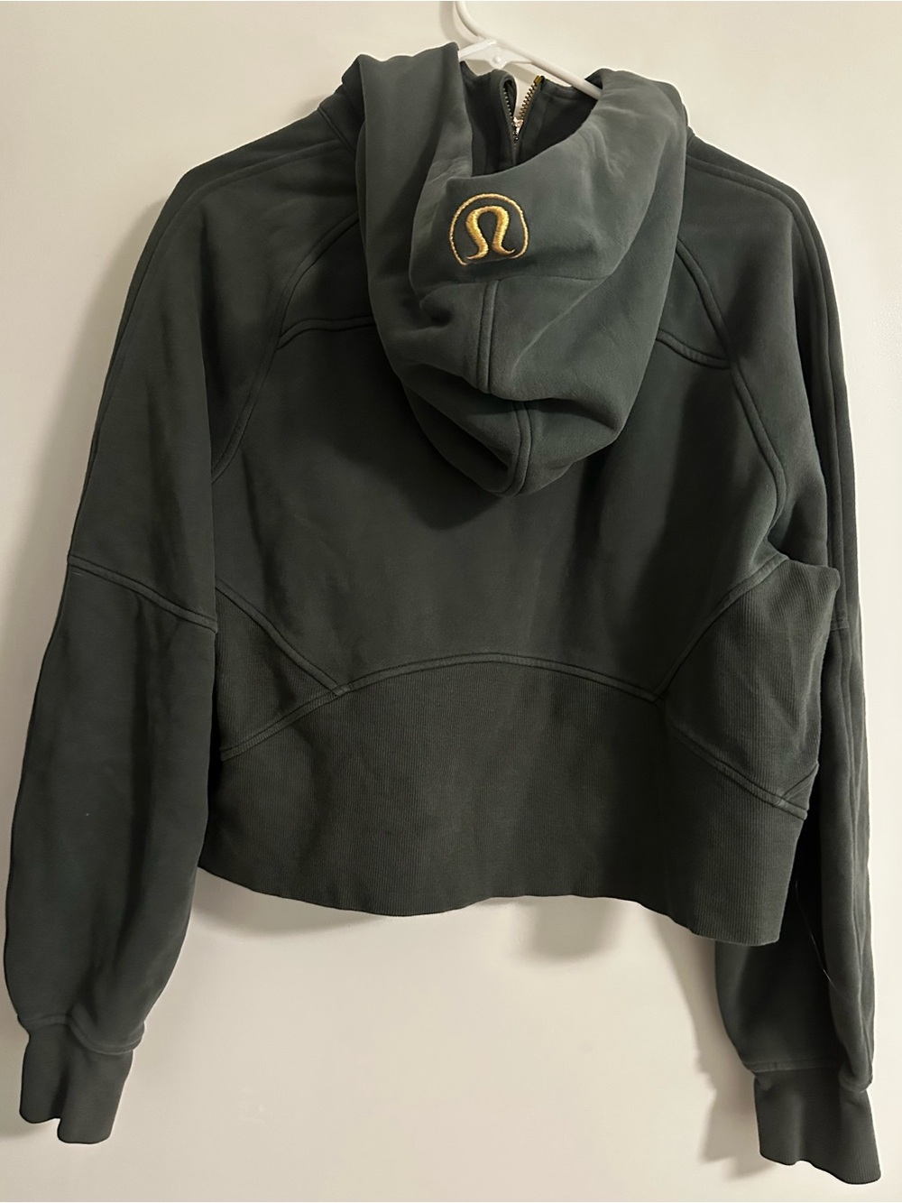 lululemon athletica Dark Green Cropped Hoodie with Gold Logo